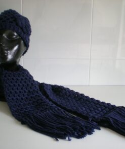 gorro y bufanda azul marino